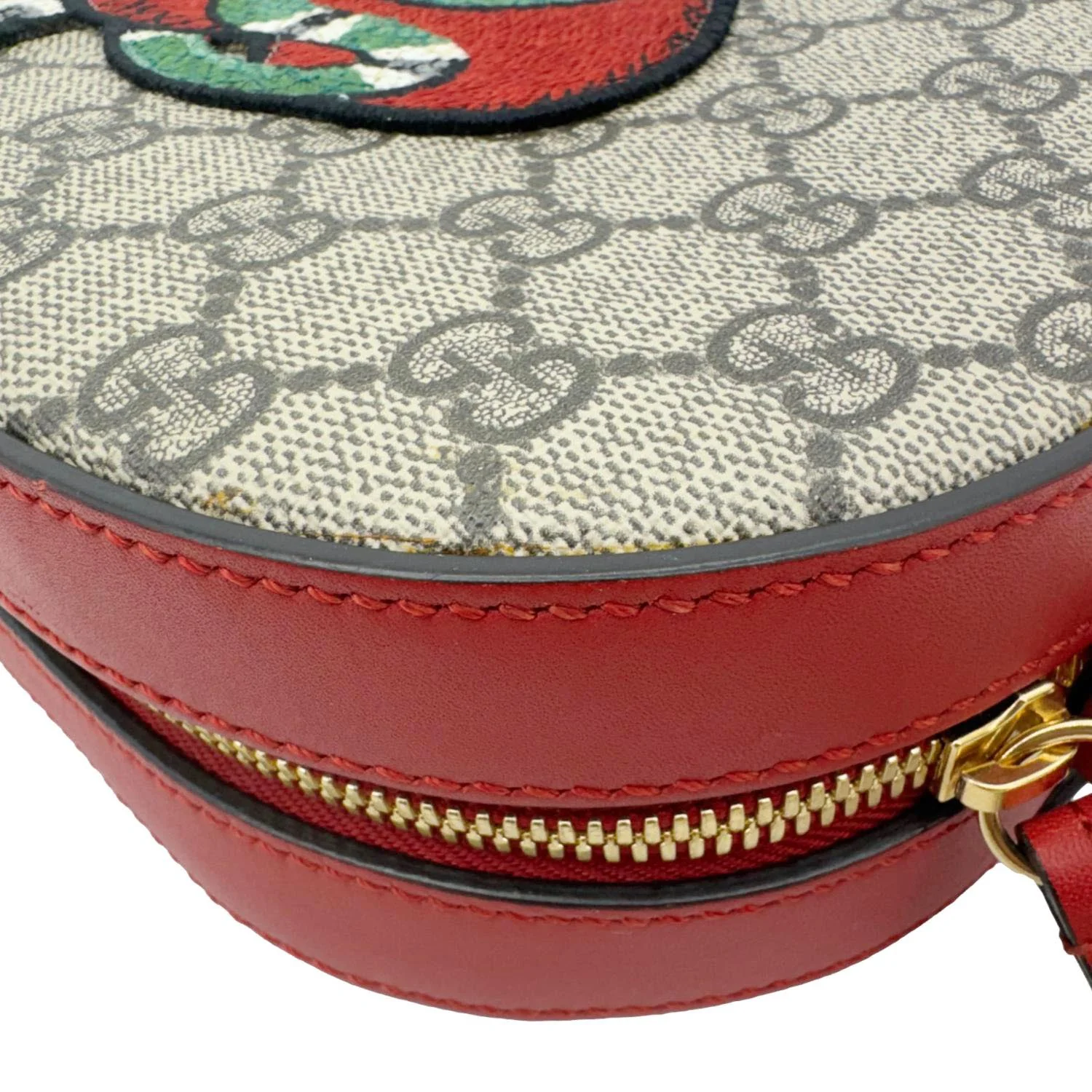 GUCCI Kingsnake Heart Mini GG Supreme Chain Crossbody Bag Red 409535 - Image 6