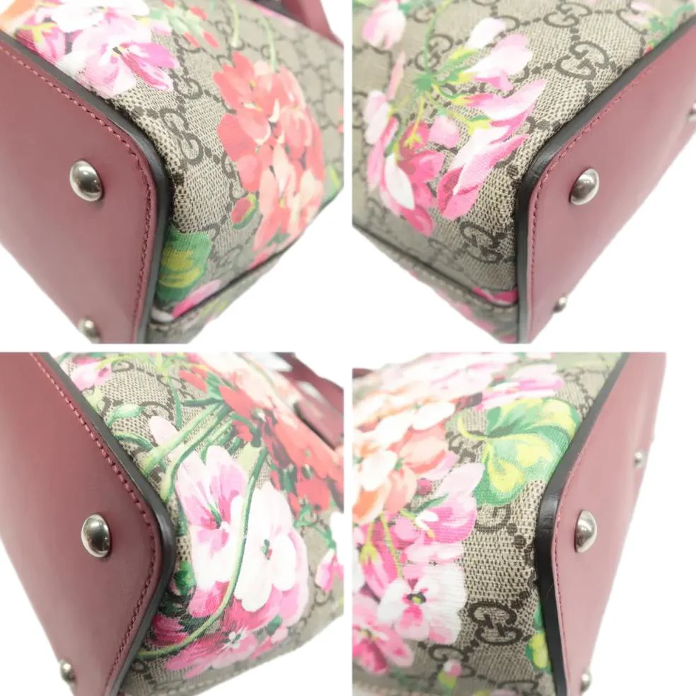 GUCCI Linea A Foldover GG Supreme Monogram Blooms Tote Bag Multicolor Dry Rose 429147 - Image 6