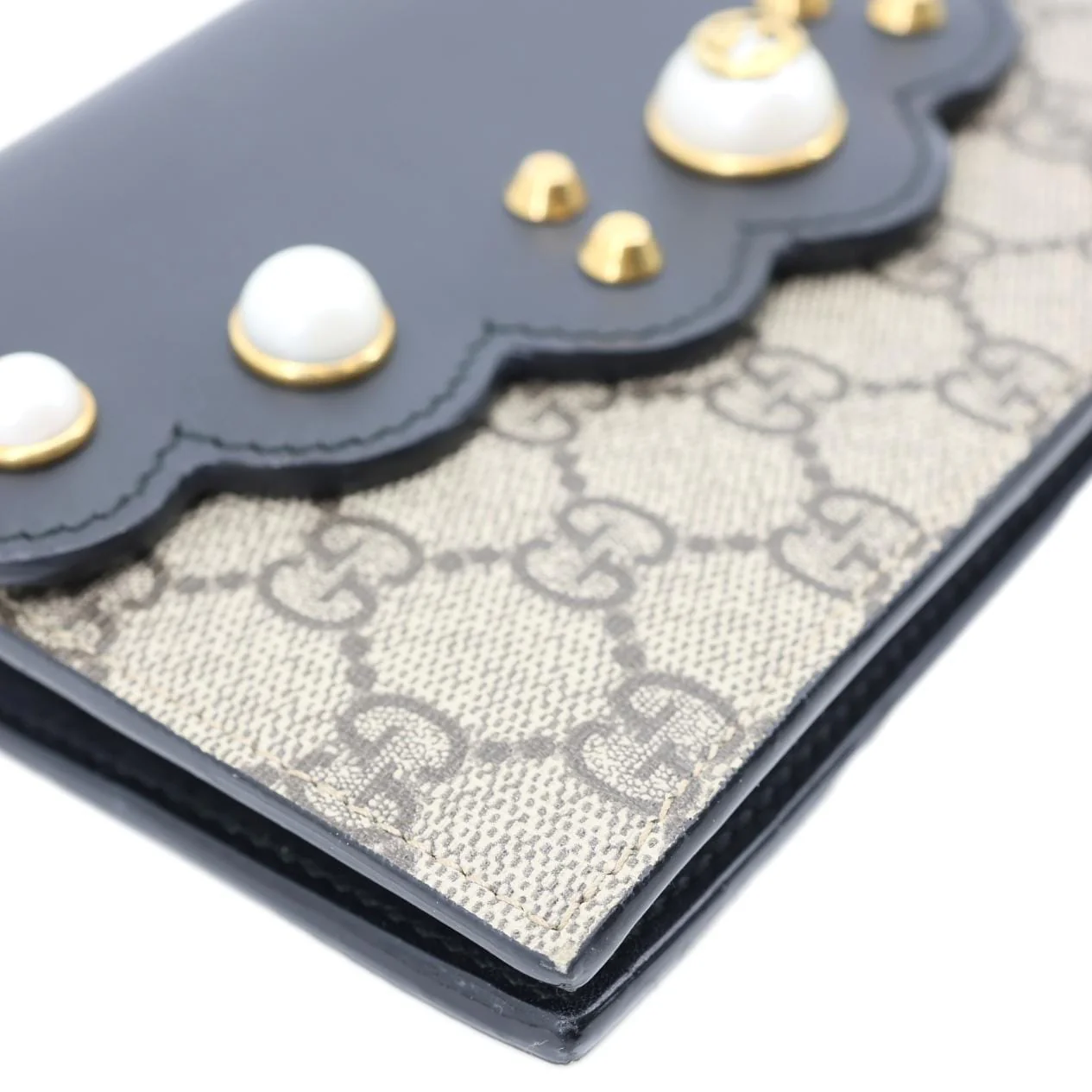 GUCCI Peony Pearly Mini GG Supreme Canvas Wallet on Chain Beige 431478 - Image 6
