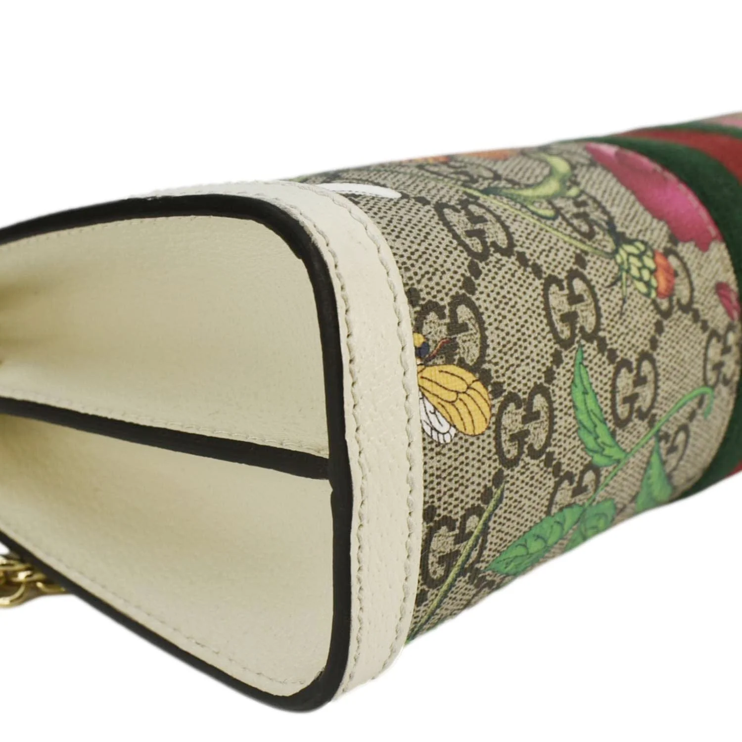GUCCI Ophidia Web Small GG Floral Canvas Chain Shoulder Bag Beige 503877 - Image 9