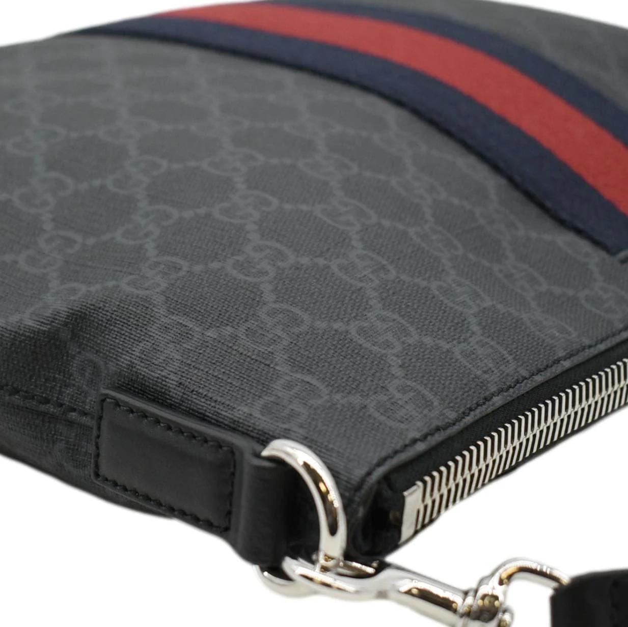 GUCCI East West GG Supreme Web Messenger Bag Black 474139 - Image 6