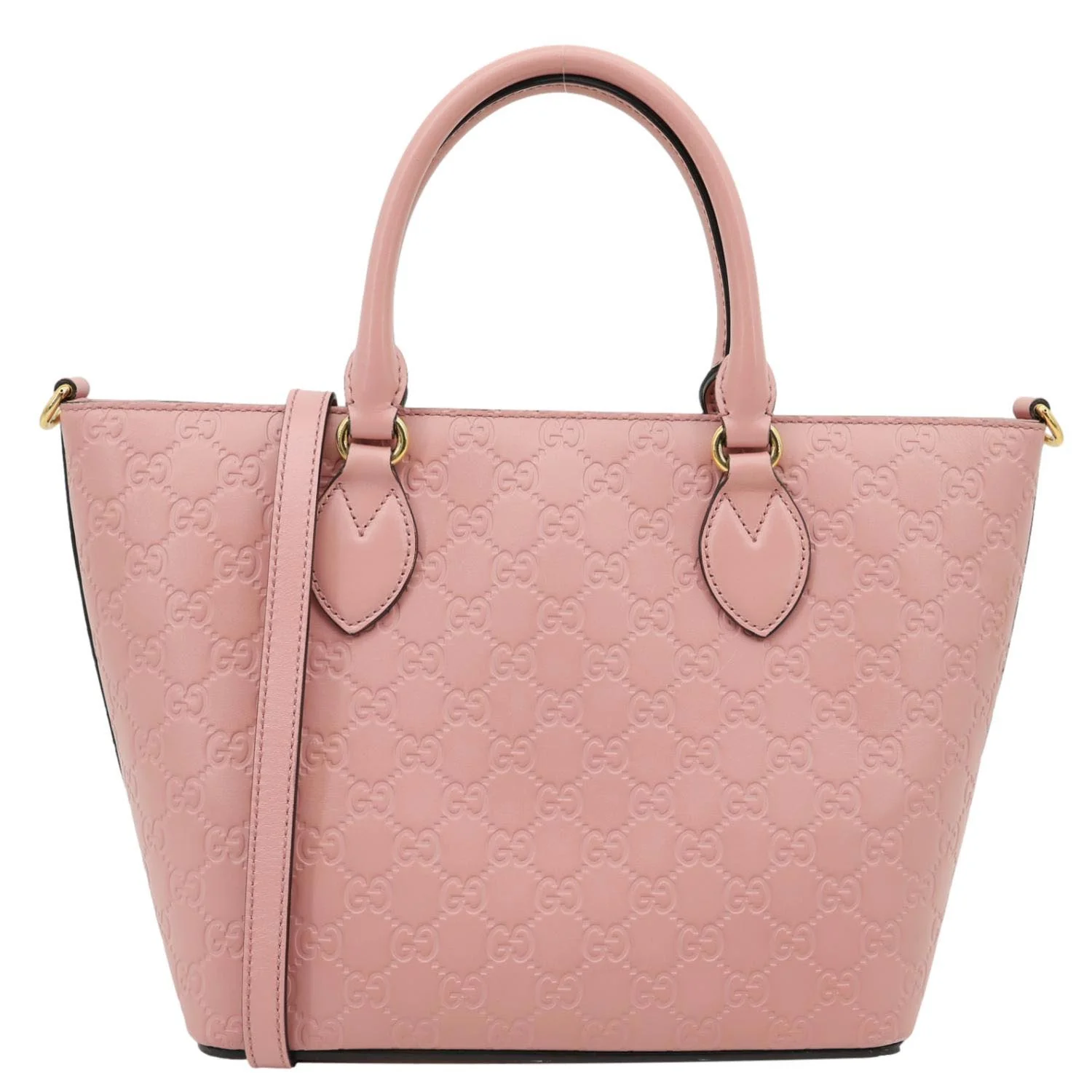 GUCCI Zippered Bucket Small GG Leather Tote Bag Pink 432124