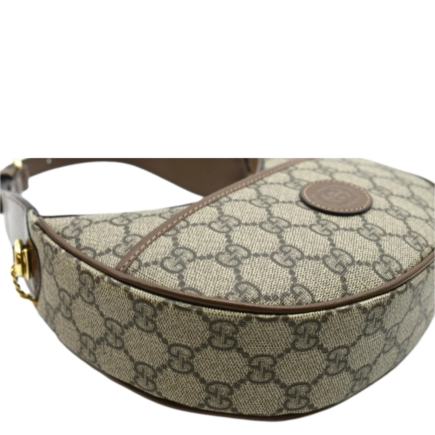GUCCI Half Moon Mini GG Supreme Canvas Crossbody Bag Beige 726843 - Image 7
