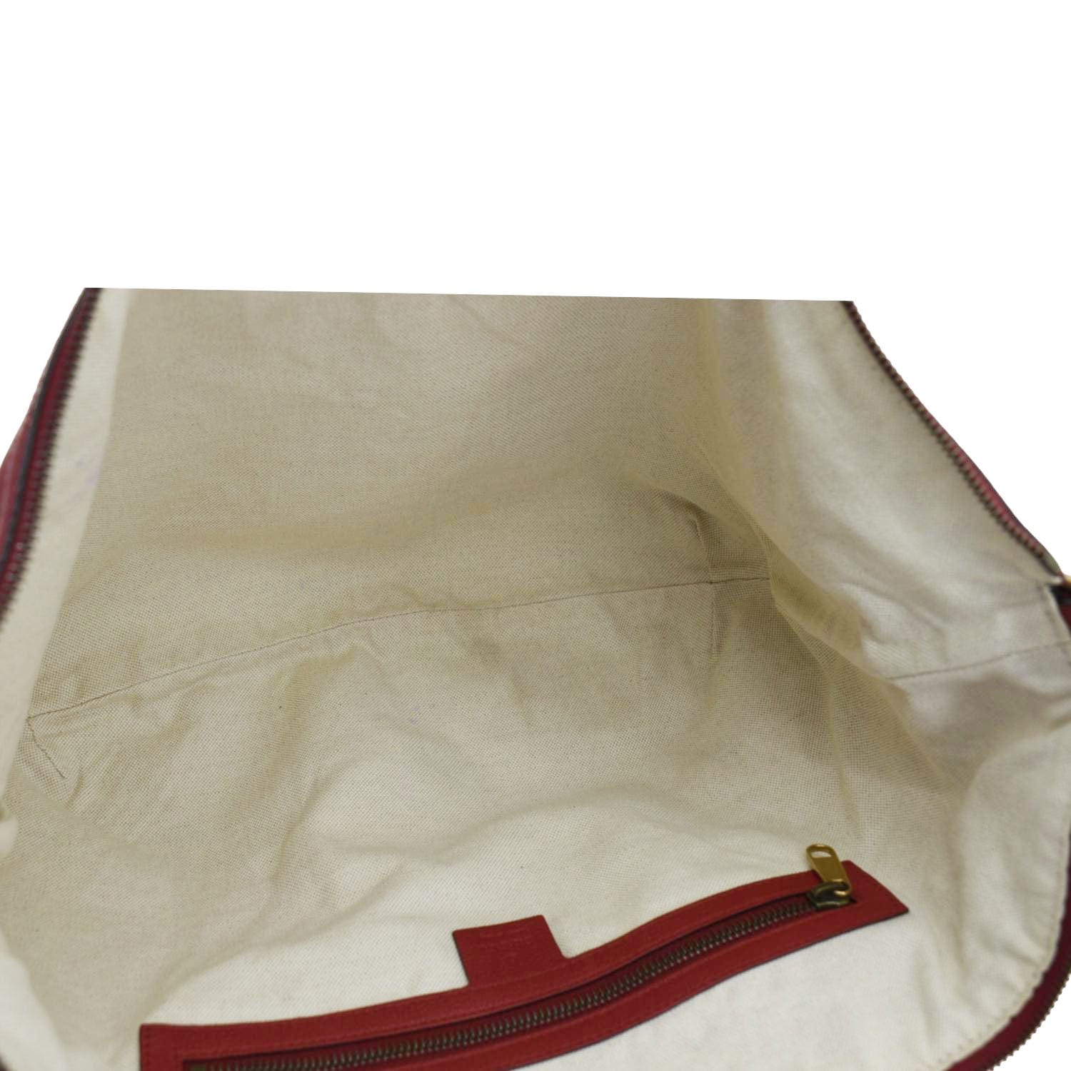 GUCCI Half Moon Logo Calfskin Leather Hobo Shoulder Bag Red 523588 - Image 11