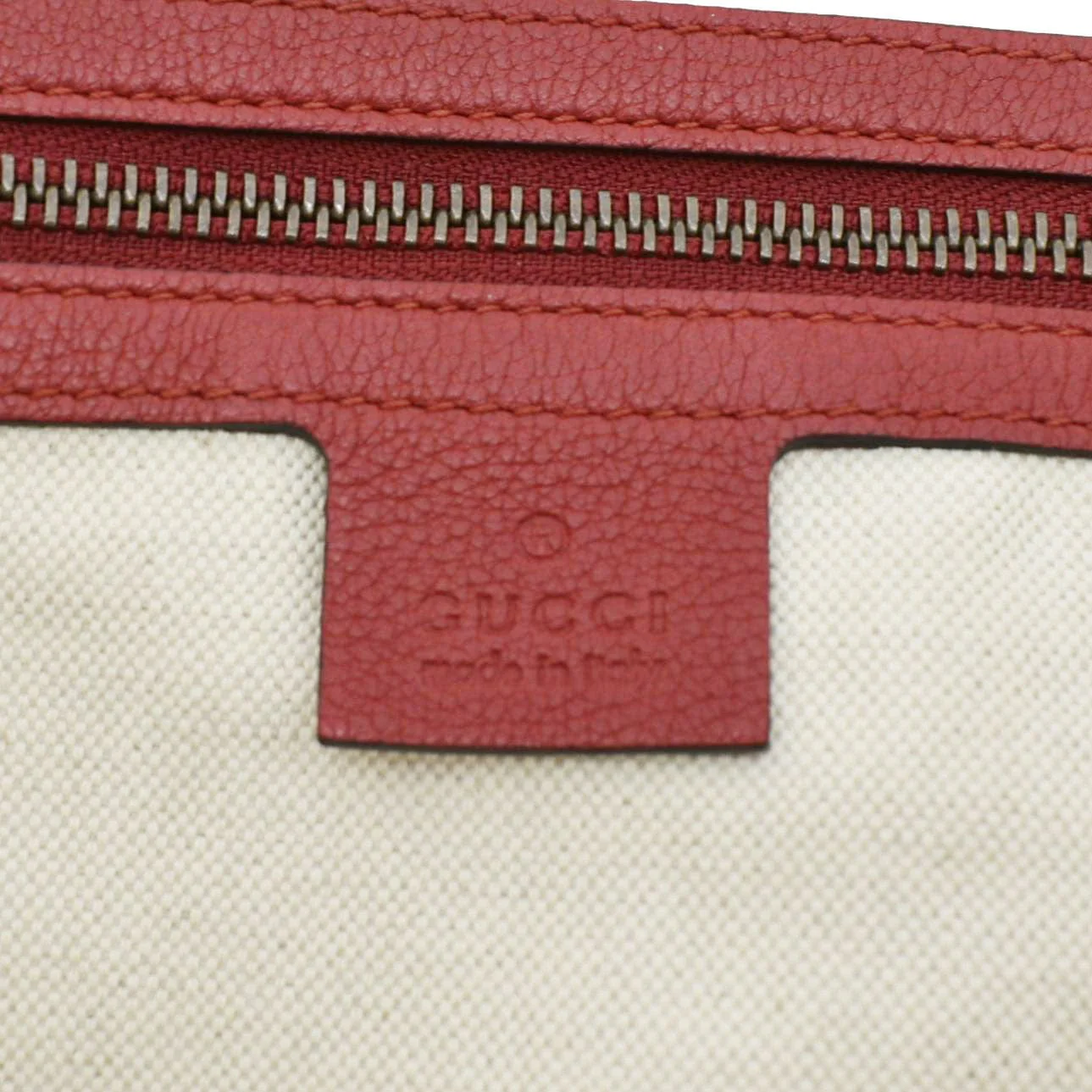 GUCCI Half Moon Logo Calfskin Leather Hobo Shoulder Bag Red 523588 - Image 12