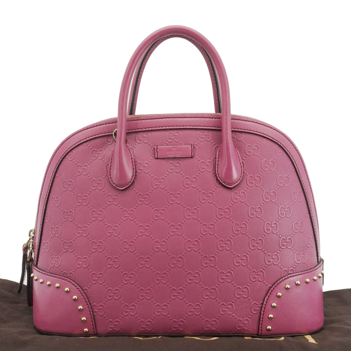 GUCCI Hilary Dome Diamante Leather Top Handle Bag Pink 384688 - Image 3