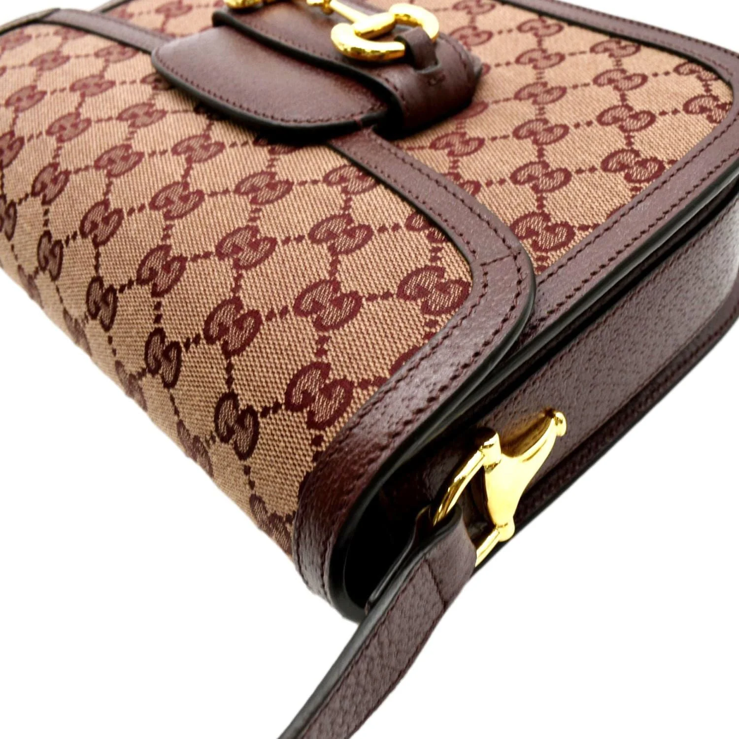 GUCCI Horsebit 1955 GG Supreme Canvas Shoulder Bag Burgundy 602204 - Image 7