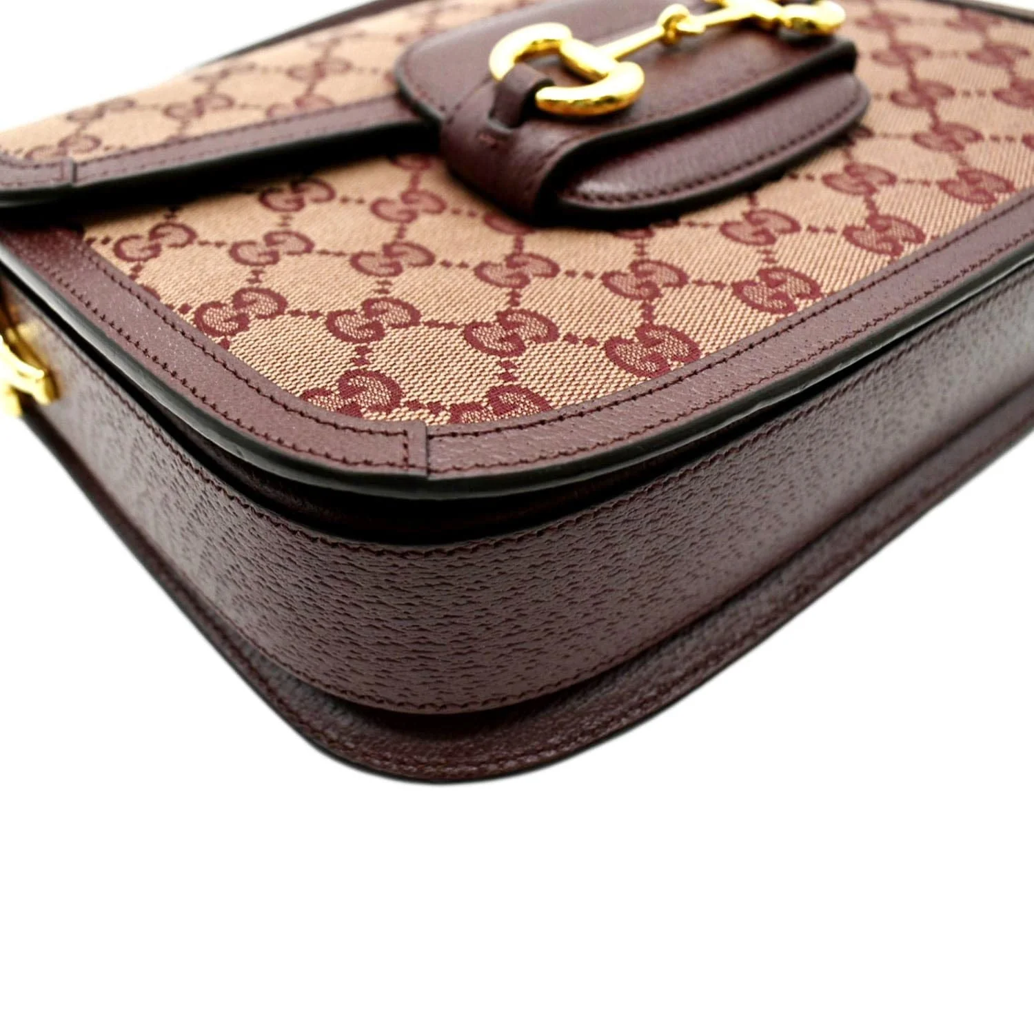 GUCCI Horsebit 1955 GG Supreme Canvas Shoulder Bag Burgundy 602204 - Image 8