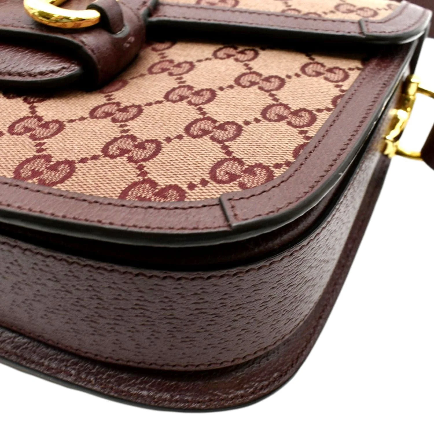 GUCCI Horsebit 1955 GG Supreme Canvas Shoulder Bag Burgundy 602204 - Image 9