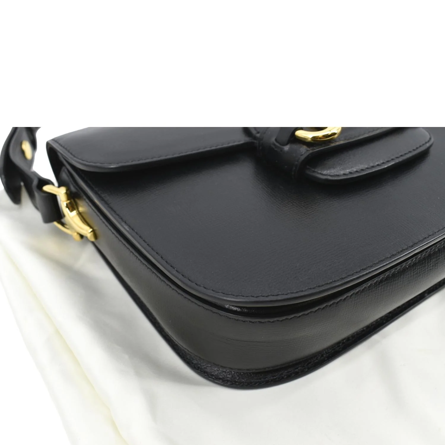 GUCCI Horsebit 1955 Small Leather Shoulder Bag Black 602204 - Image 9