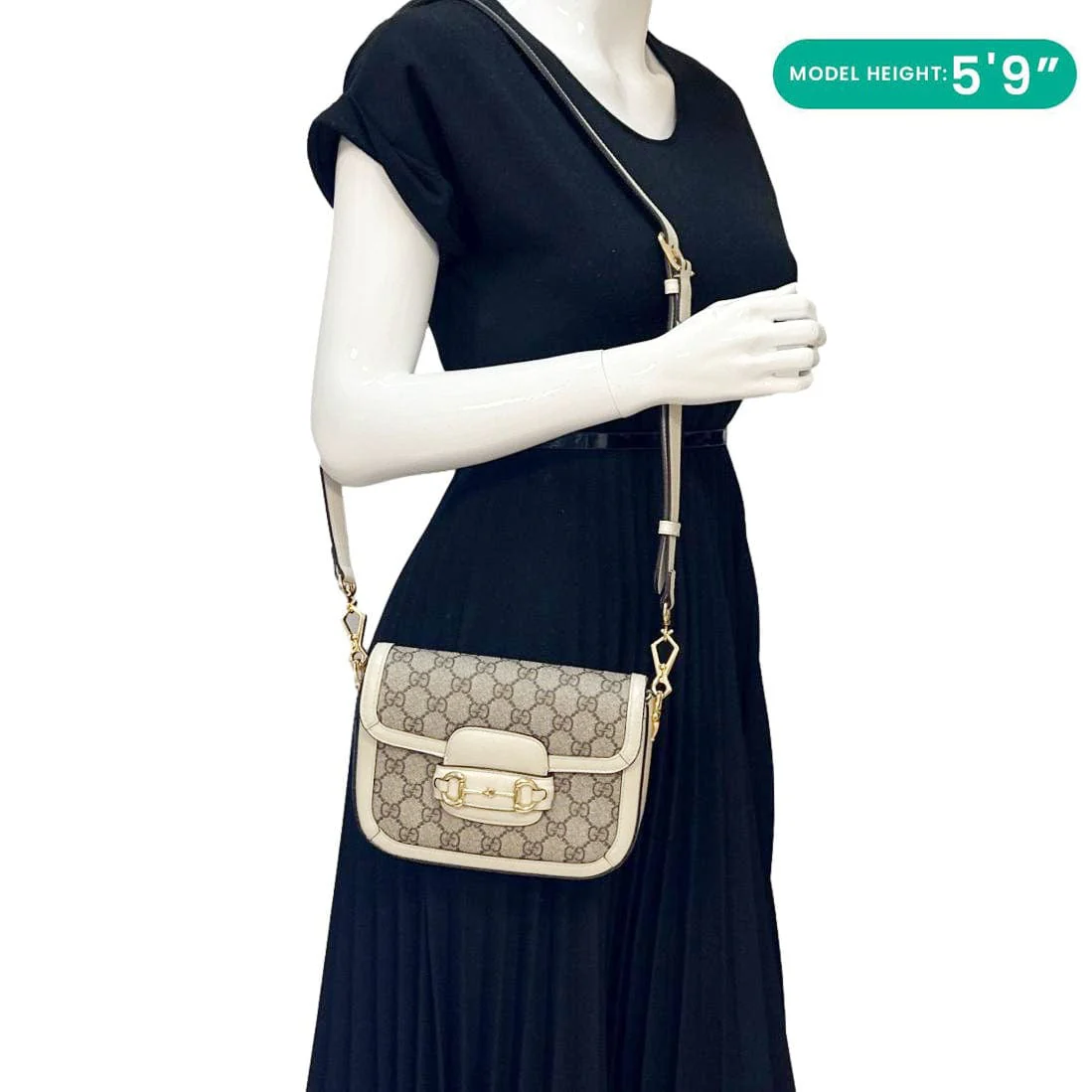 GUCCI Horsebit 1955 Flap Small GG Supreme Canvas Shoulder Bag Beige 658574 - Image 2