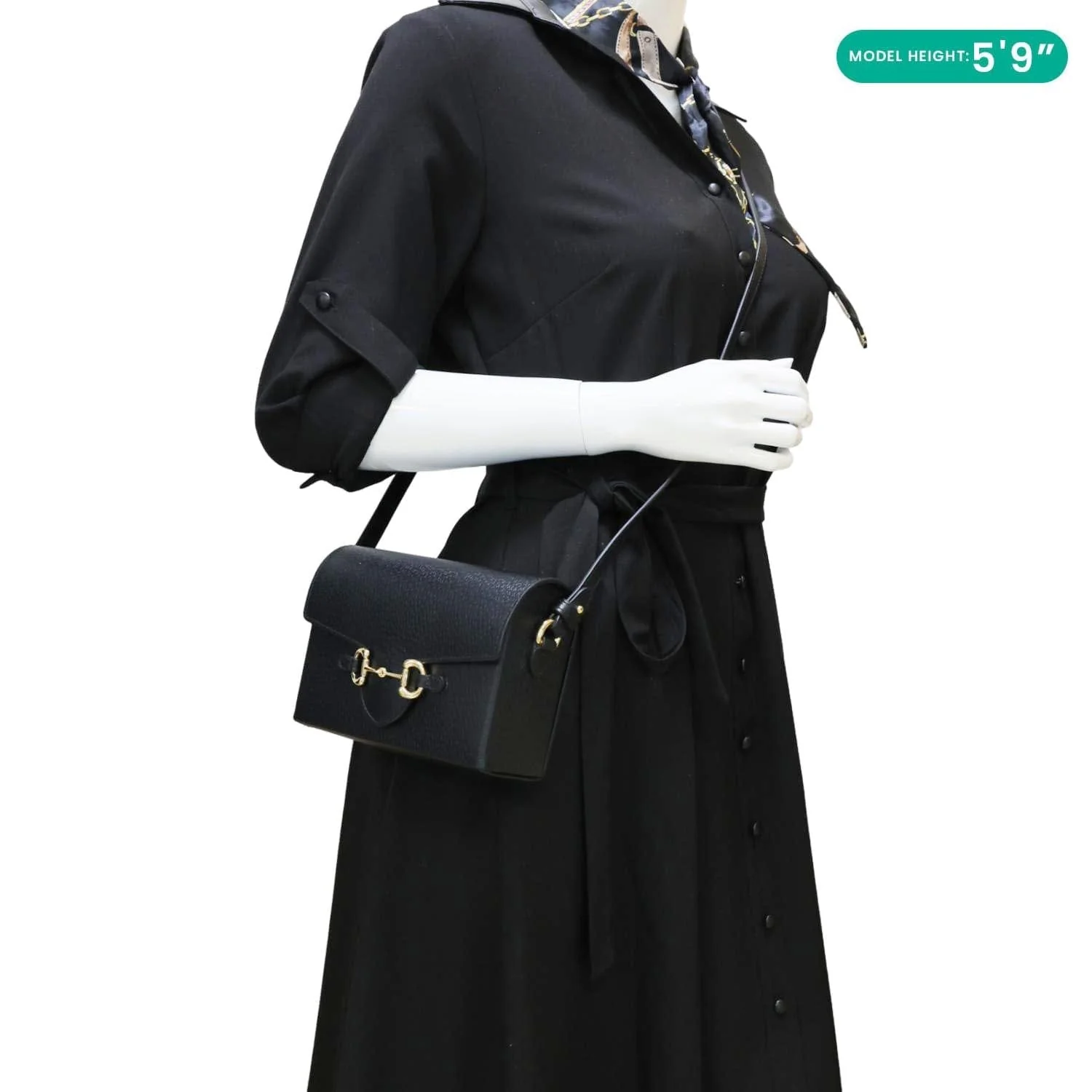 GUCCI Horsebit 1955 Flap Leather Shoulder Bag Black 732314 - Image 2