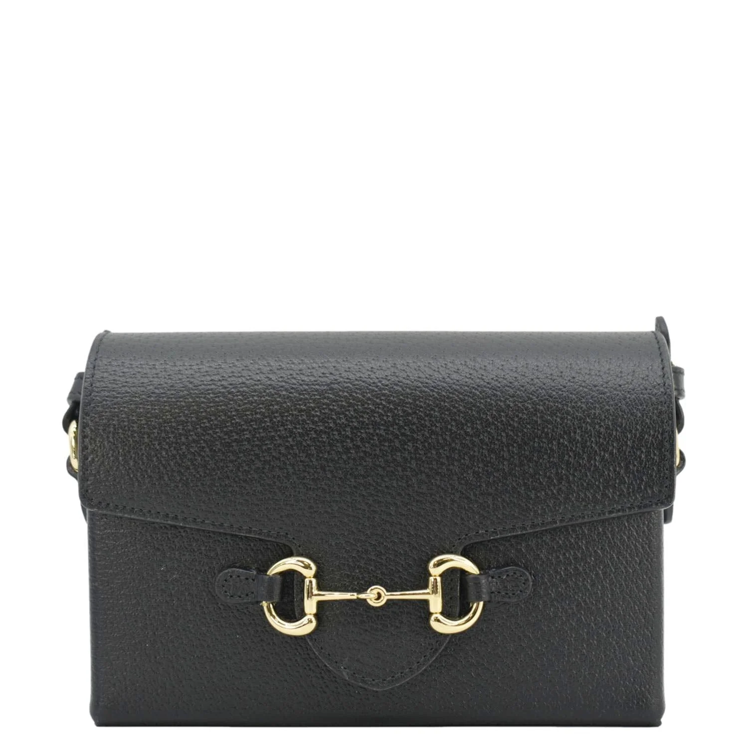 GUCCI Horsebit 1955 Flap Leather Shoulder Bag Black 732314 - Image 3