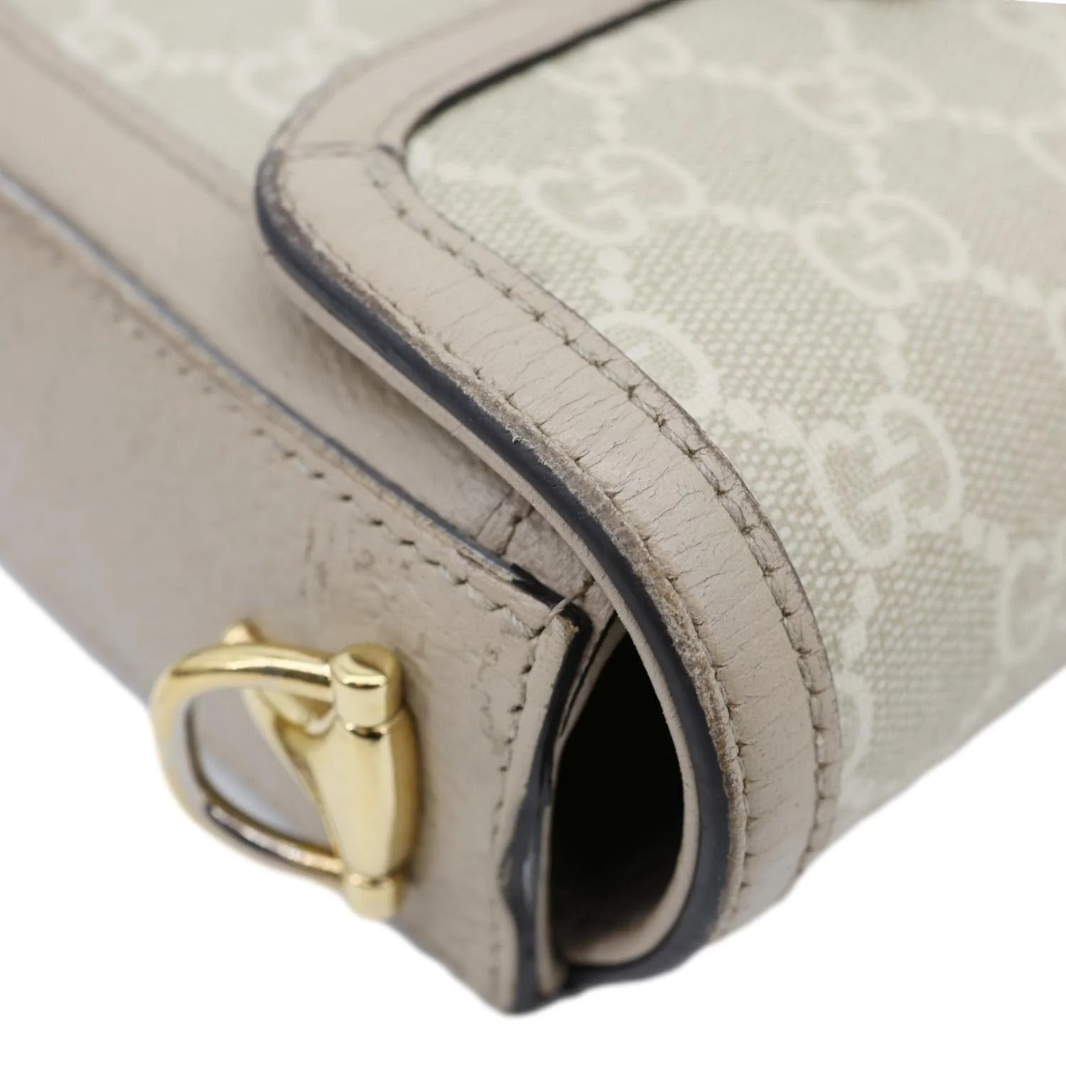 GUCCI Horsebit 1955 Flap Small GG Supreme Canvas Shoulder Bag Beige 658574 - Image 6