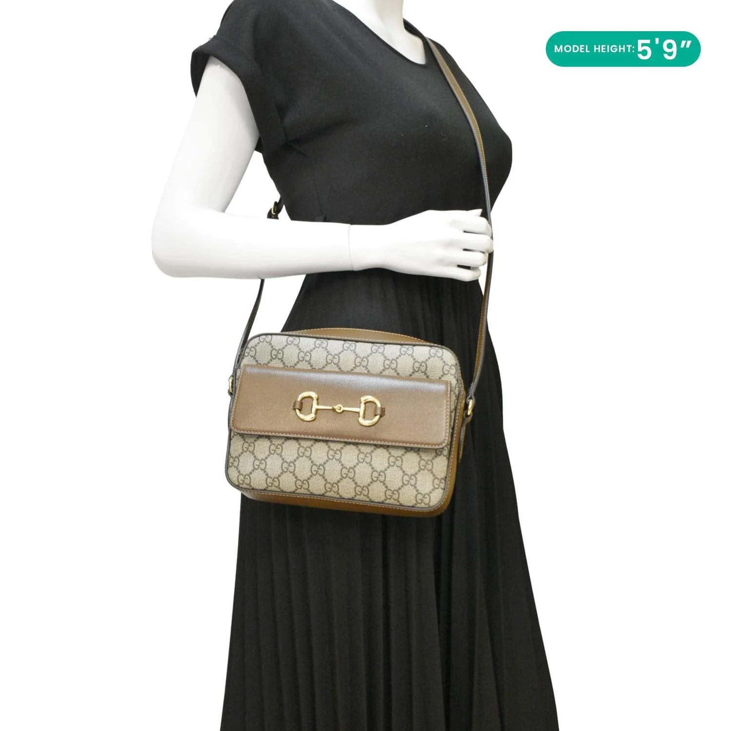 GUCCI Horsebit 1955 Small GG Supreme Canvas Shoulder Bag Beige 645454 - Image 2