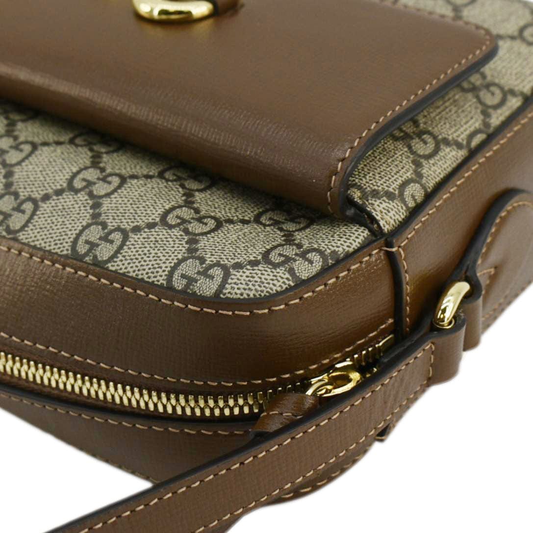 GUCCI Horsebit 1955 Small GG Supreme Canvas Shoulder Bag Beige 645454 - Image 9