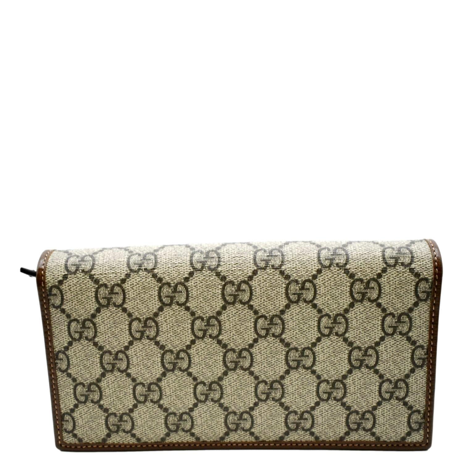 GUCCI Horsebit 1955 GG Supreme Canvas Crossbody Chain Wallet Beige 621392 - Image 3