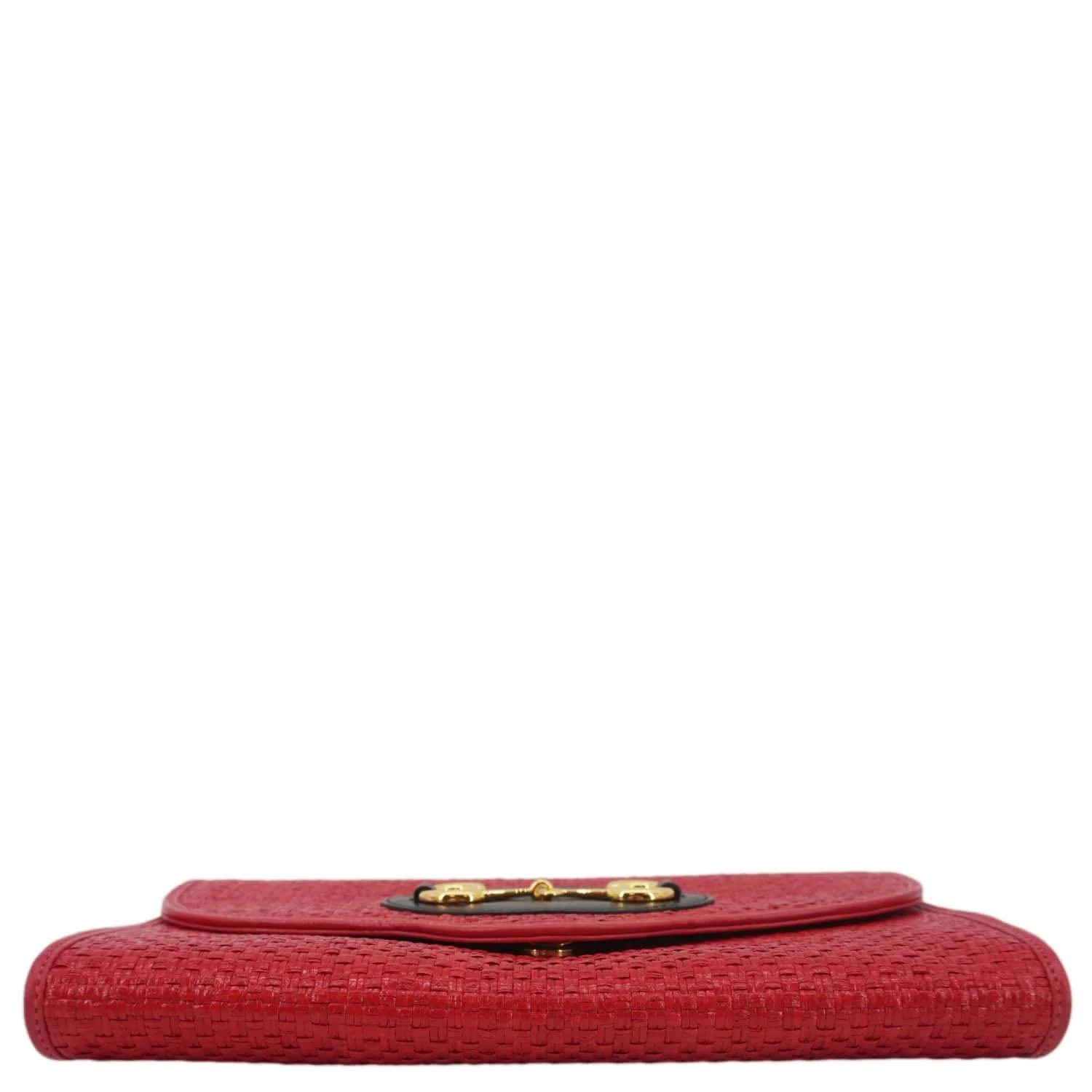 GUCCI Horsebit 1955 Straw Shoulder Bag Red 655667 - Image 11