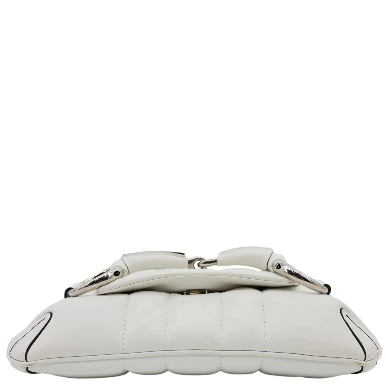 GUCCI Horsebit Quilted Lambskin Leather Chain Shoulder Bag White 764339 - Image 13
