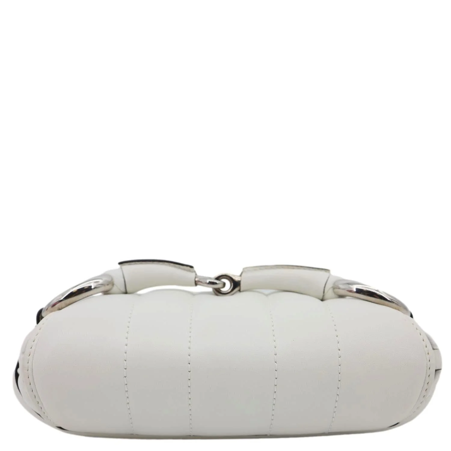 GUCCI Horsebit Quilted Lambskin Leather Chain Shoulder Bag White 764339 - Image 6