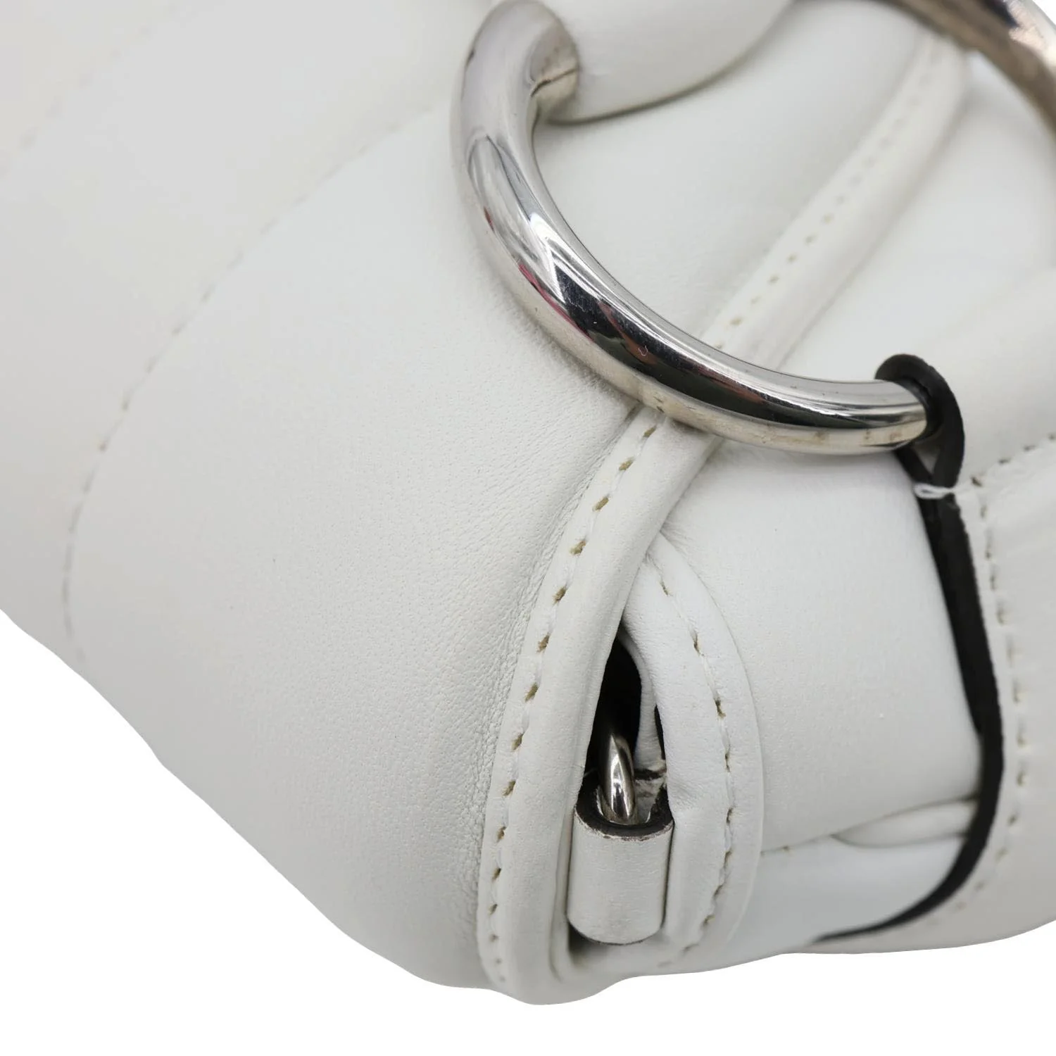 GUCCI Horsebit Quilted Lambskin Leather Chain Shoulder Bag White 764339 - Image 8