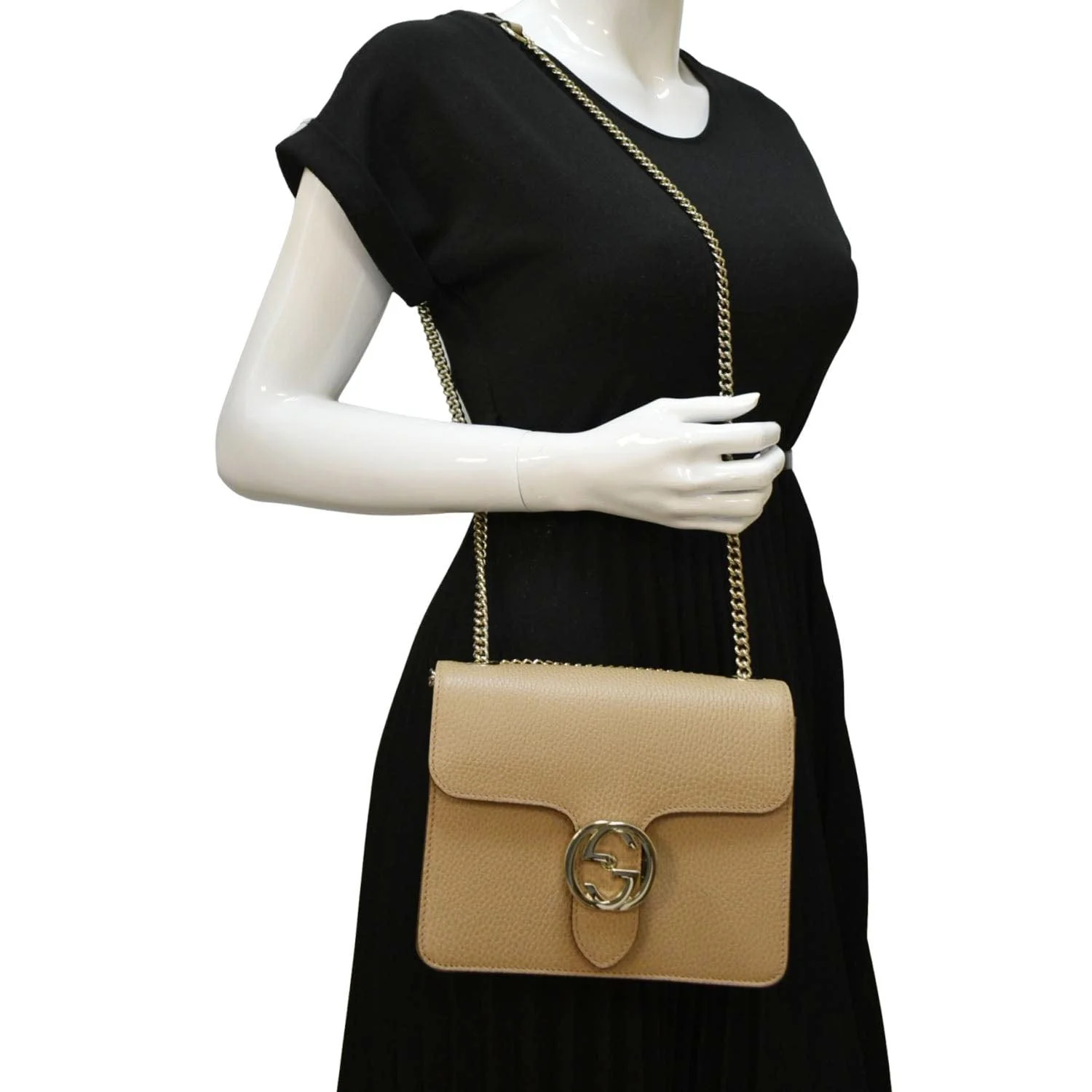 GUCCI Interlocking G Calfskin Leather Shoulder Bag Beige 510304 - Image 2