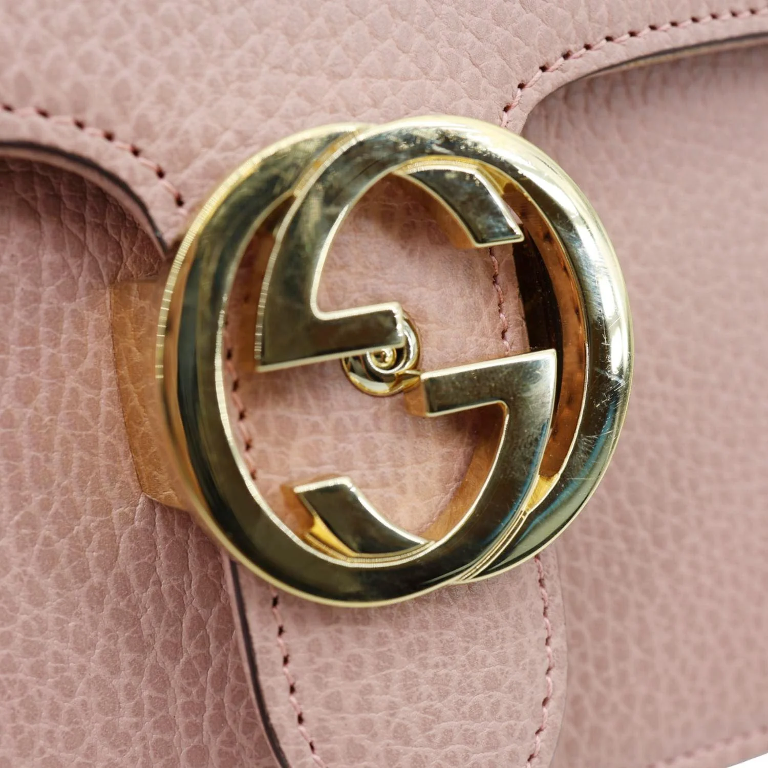 GUCCI Interlocking GG Dollar Calfskin Leather Crossbody Bag Pink 510304 - Image 12