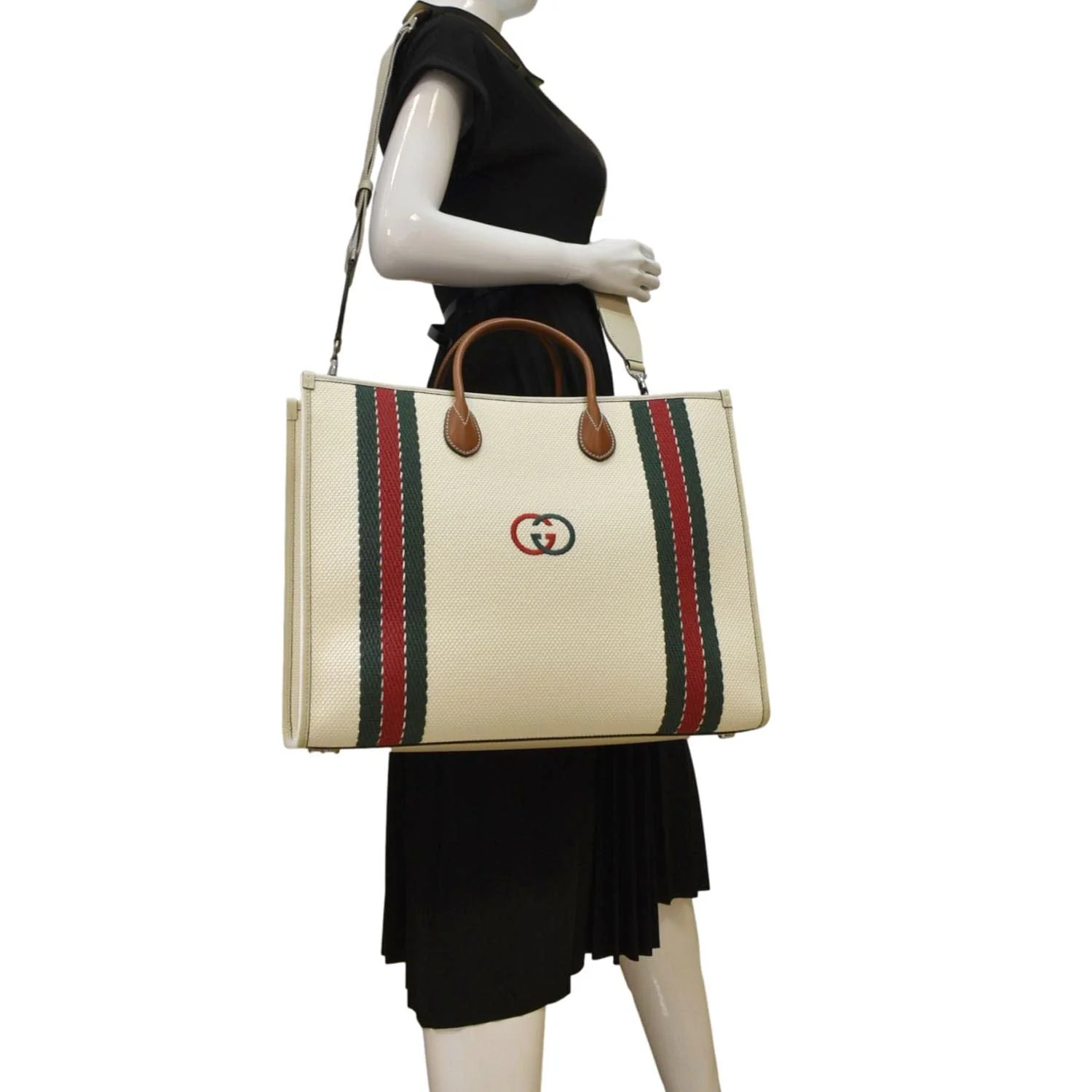 GUCCI GG Interlocking Canvas Web Shoulder Bag White 701733 - Image 2