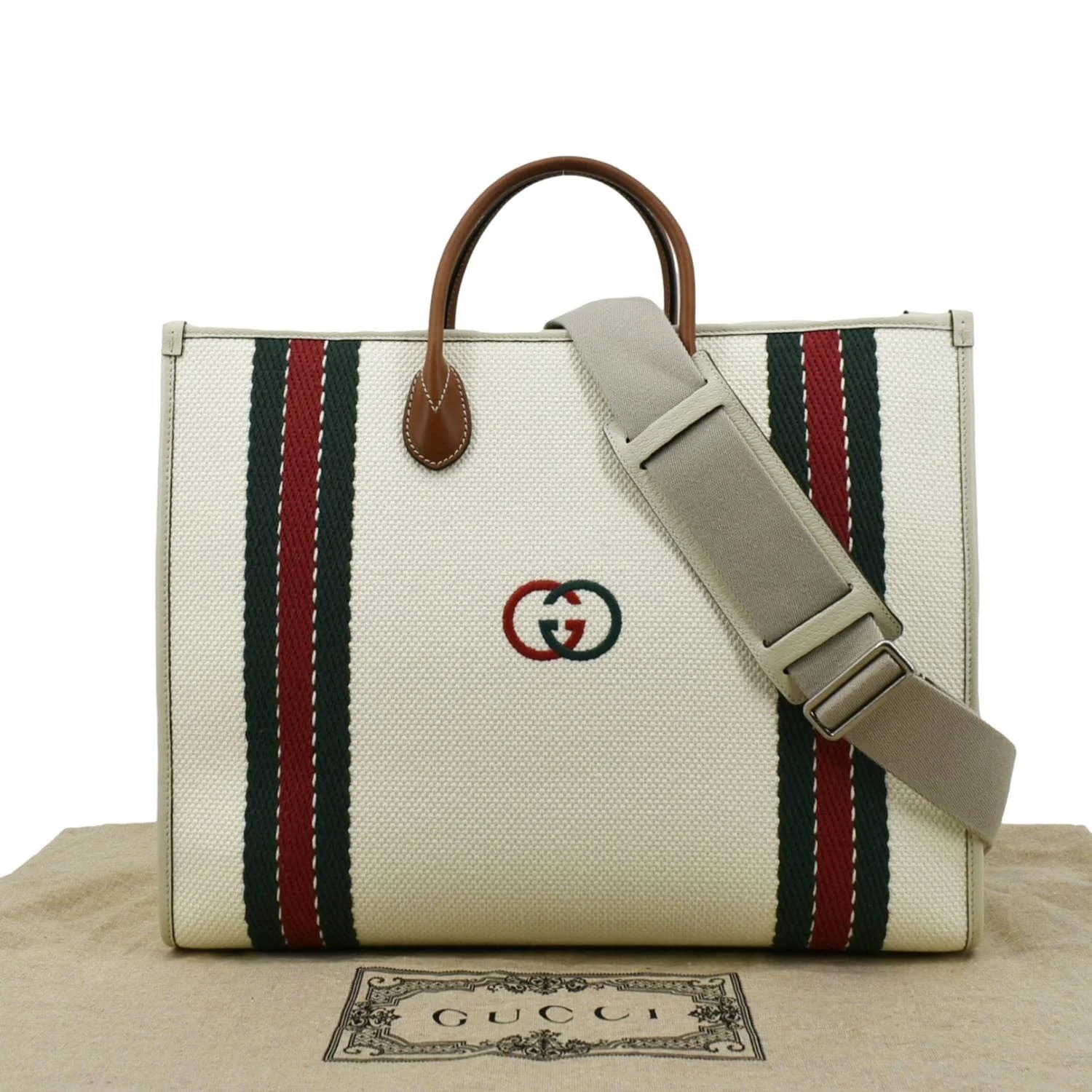 GUCCI GG Interlocking Canvas Web Shoulder Bag White 701733 - Image 3