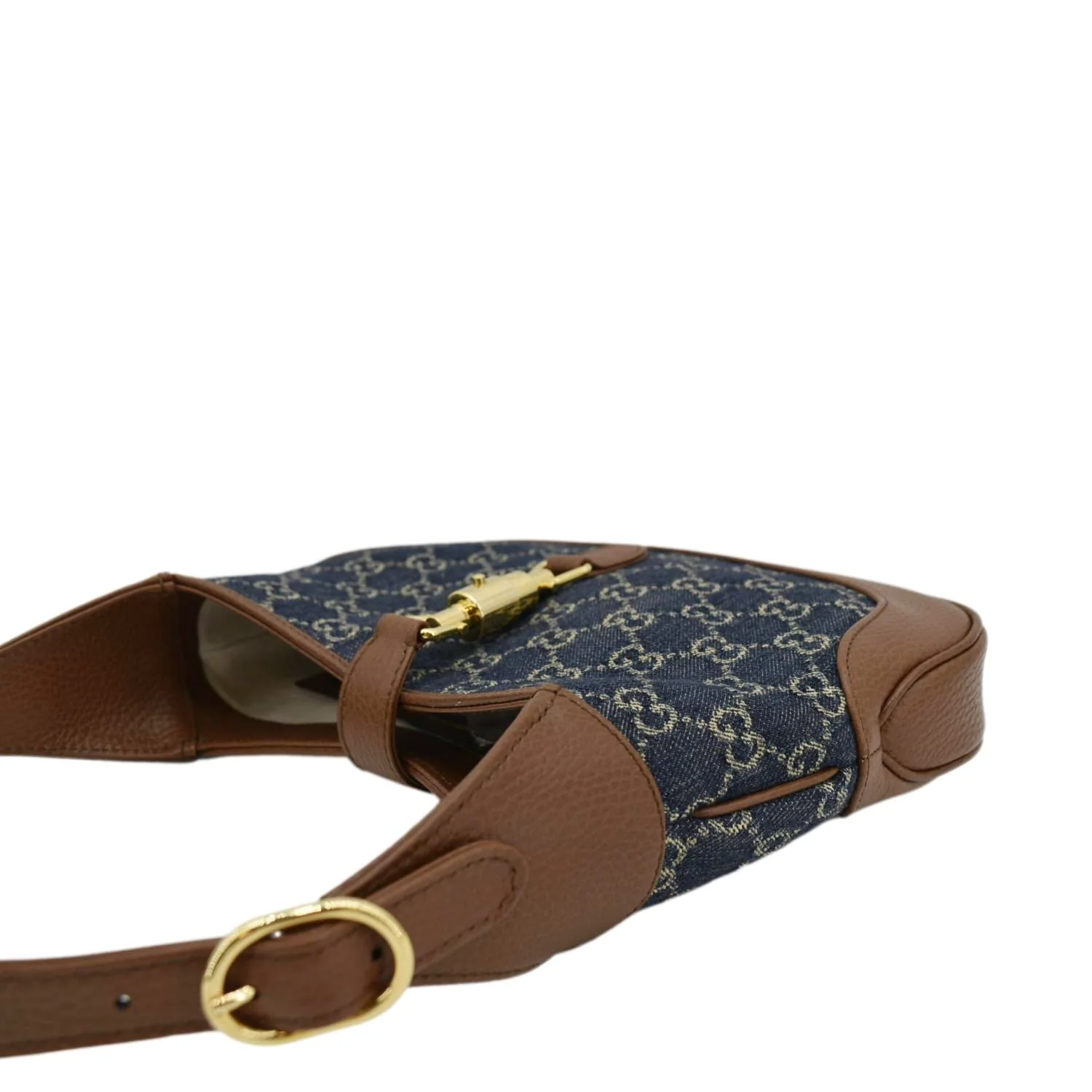 GUCCI Jackie 1961 GG Jacquard Denim Hobo Bag Navy Blue 636706 - Image 10