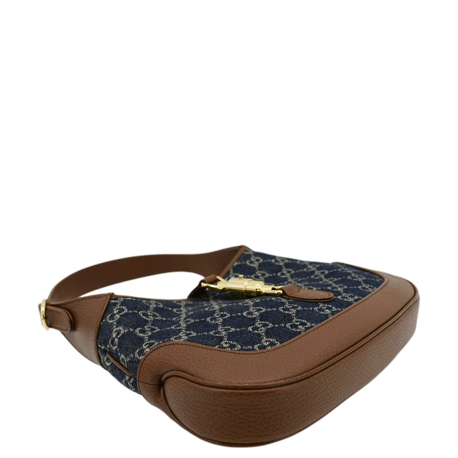 GUCCI Jackie 1961 GG Jacquard Denim Hobo Bag Navy Blue 636706 - Image 11