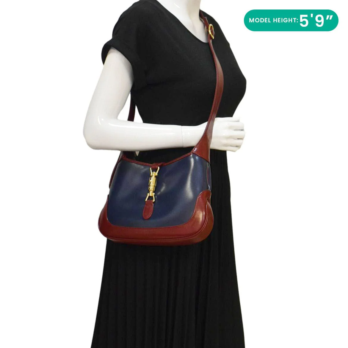 GUCCI Jackie 1961 Small Leather Shoulder Bag Blue 636706 - Image 2