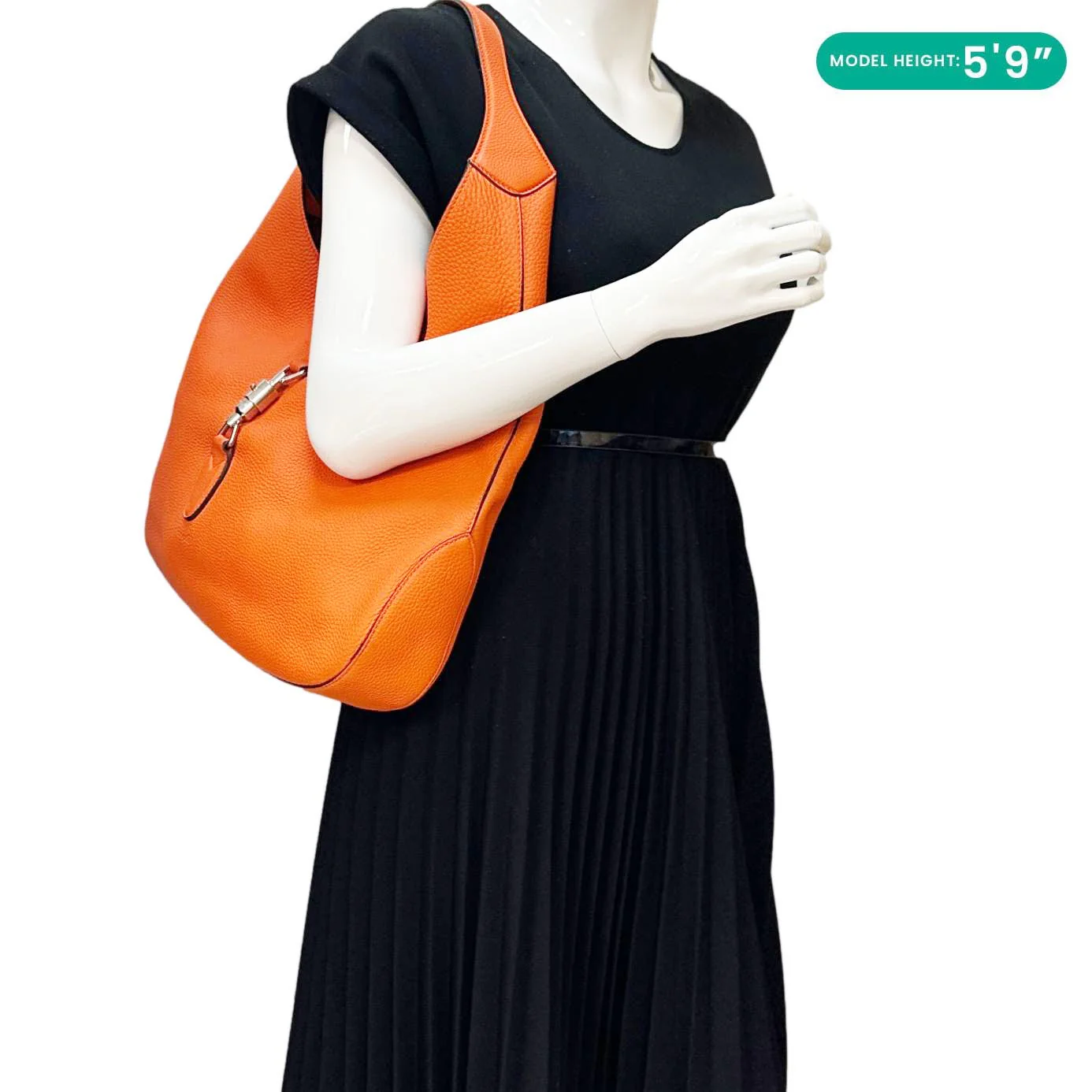 GUCCI Jackie Soft Pebbled Leather Hobo Bag Orange 362968 - Image 2