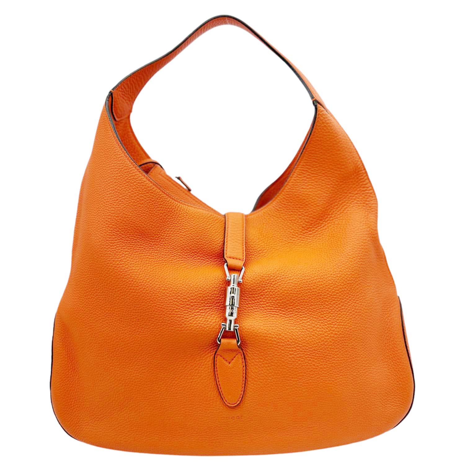 GUCCI Jackie Soft Pebbled Leather Hobo Bag Orange 362968 - Image 3
