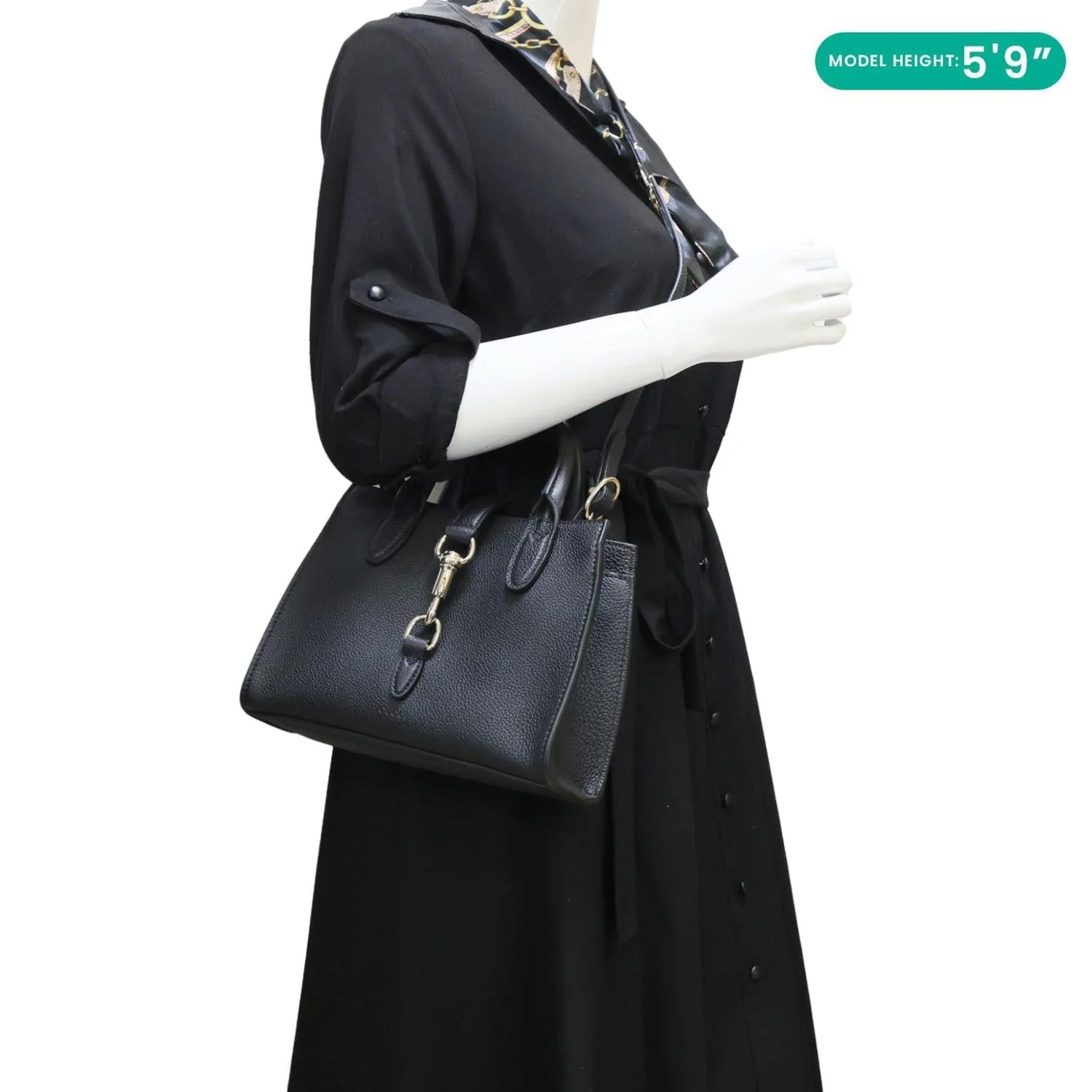 GUCCI Jackie Small Soft Grainy Leather Tote Bag Black 795349 - Image 2