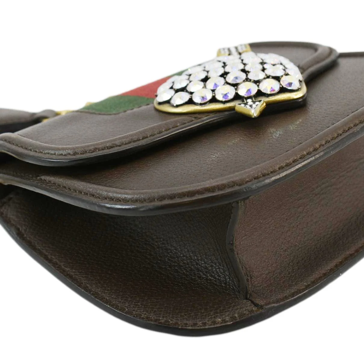 GUCCI Jeweled Heart Leather Totem Crossbody Bag Brown 500756 - Image 8