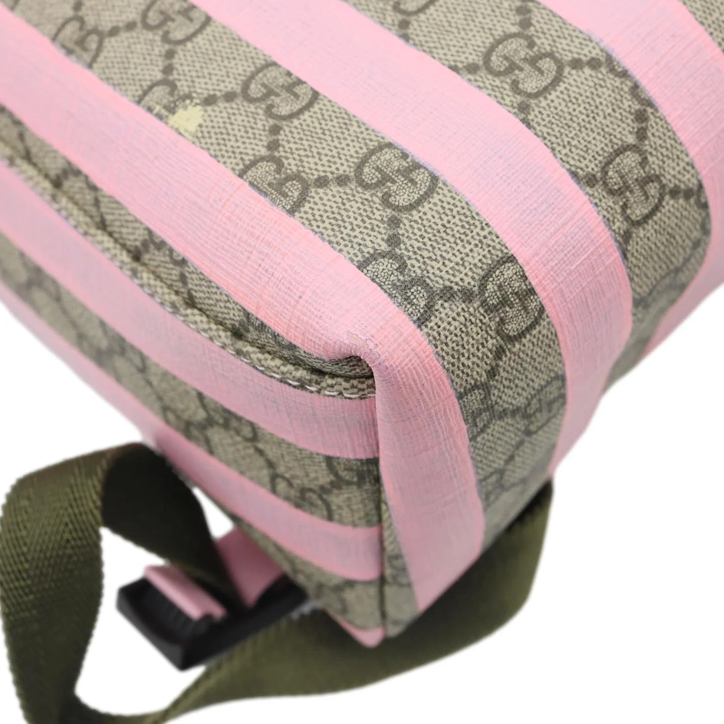 GUCCI Striped Kids GG Supreme Canvas Backpack Pink 271327 - Image 7