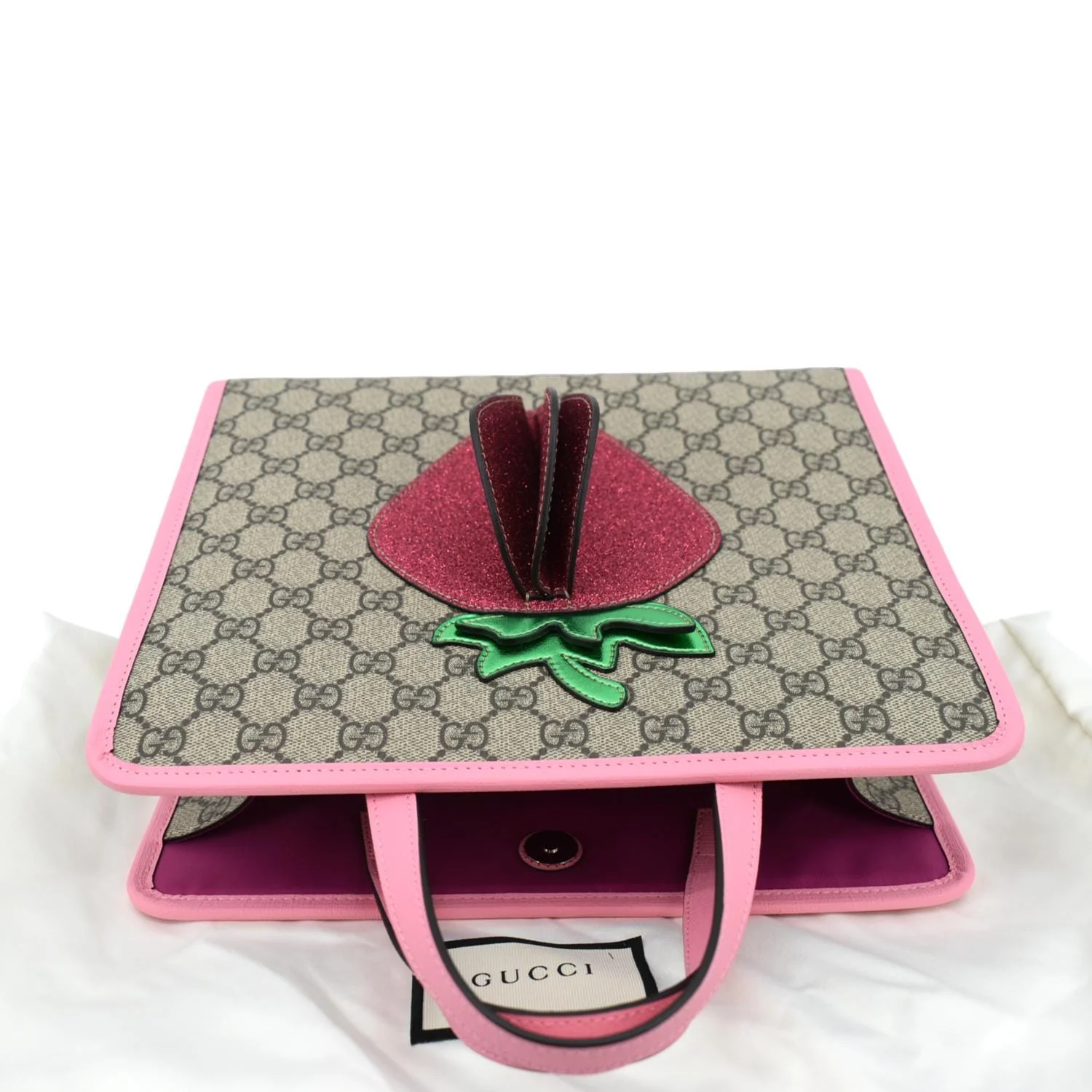 GUCCI Kids Strawberry GG Supreme Canvas Tote Bag Beige 630589 - Image 4
