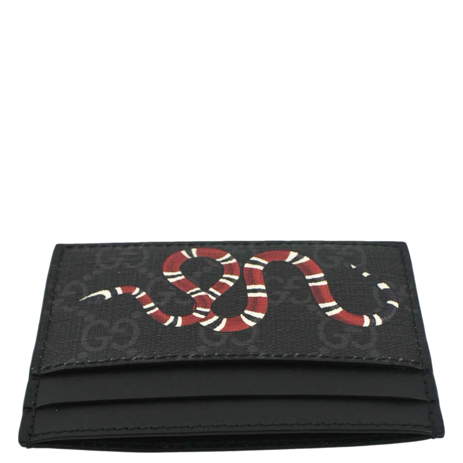 GUCCI Kingsnake Print GG Supreme Monogram Card Case Black 451277 - Image 4