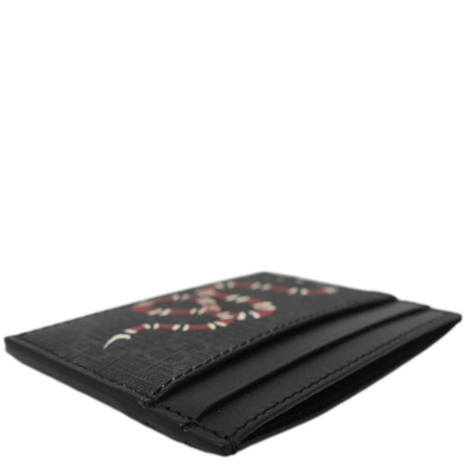 GUCCI Kingsnake Print GG Supreme Monogram Card Case Black 451277 - Image 5