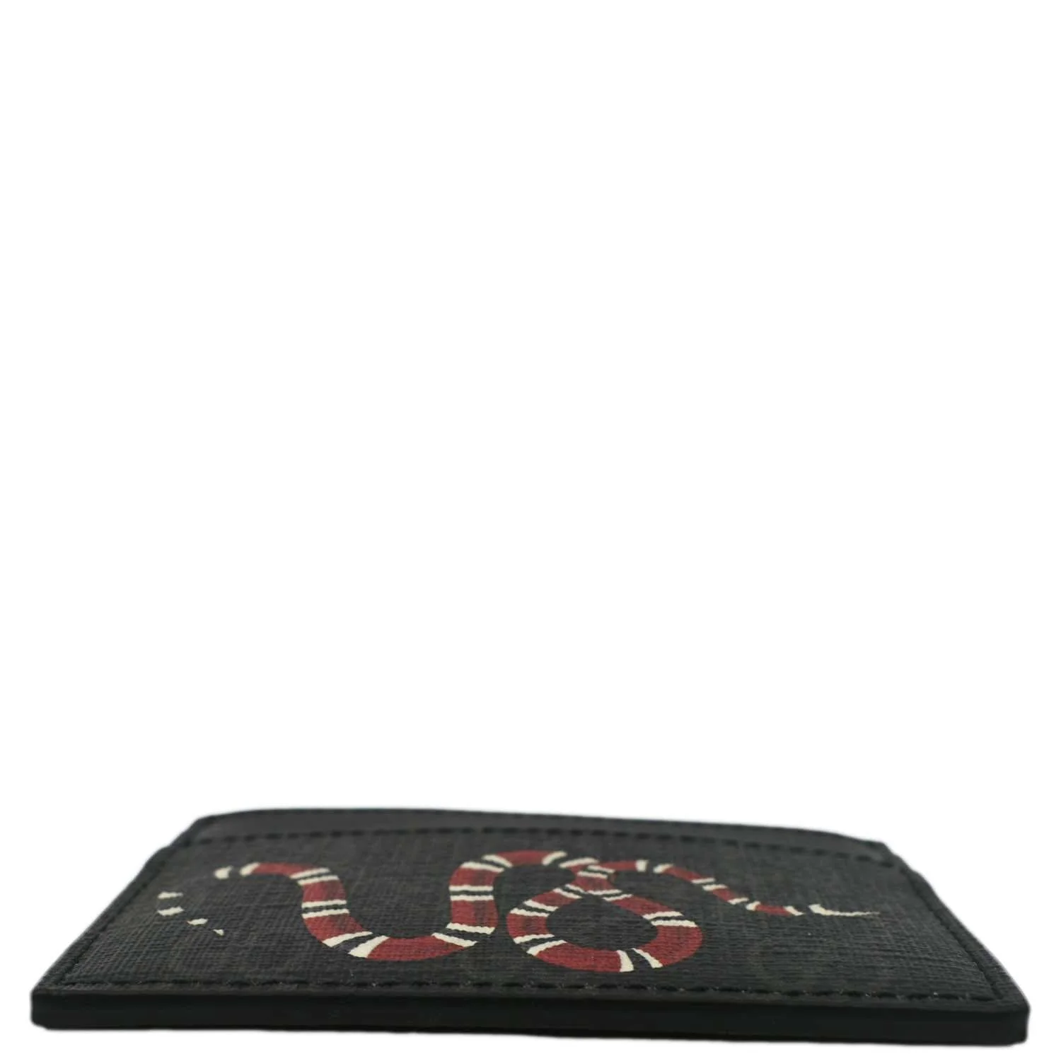 GUCCI Kingsnake Print GG Supreme Monogram Card Case Black 451277 - Image 9