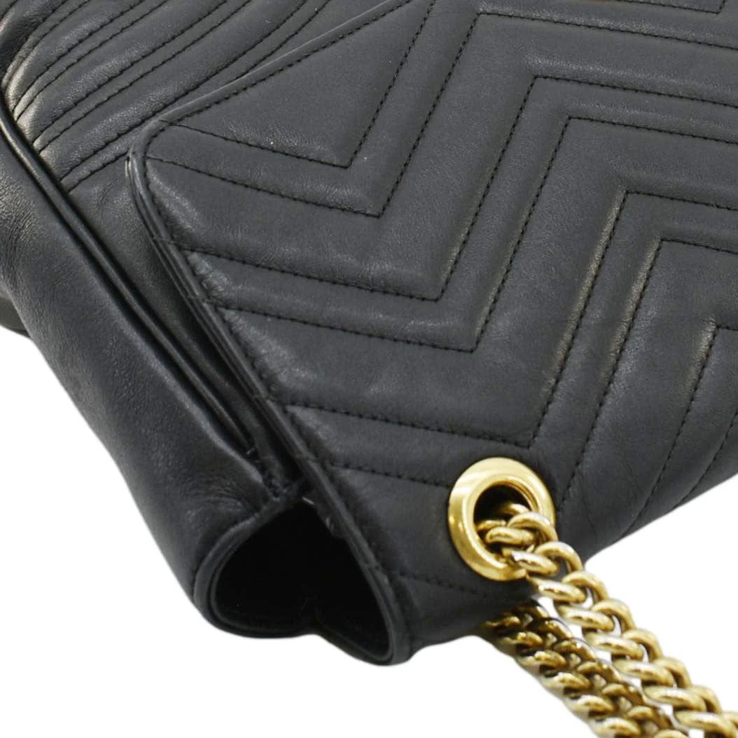 GUCCI GG Marmont Large Matelasse Leather Shoulder Bag Black 498090 - Image 6
