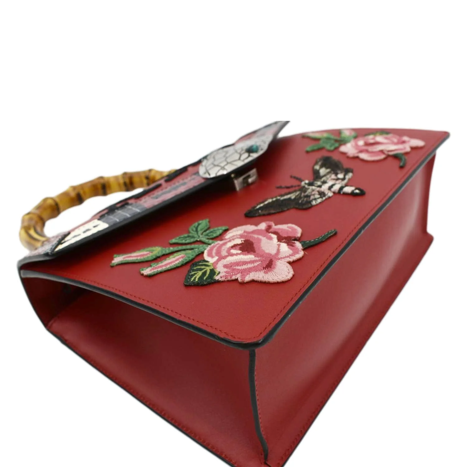 GUCCI Lilith Bamboo Leather Top Handle Shoulder Bag Red 453751 - Image 9
