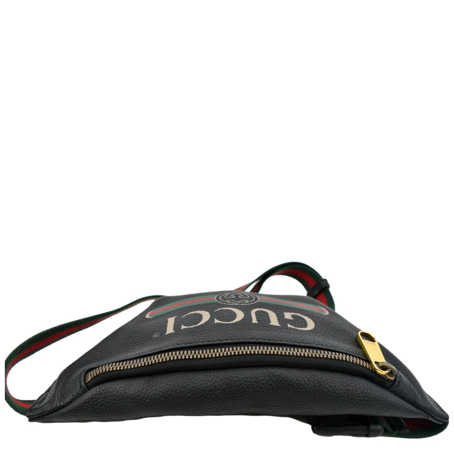 GUCCI Logo Print Grained Calfskin Leather Small Belt Bag Black 527792 - Image 4
