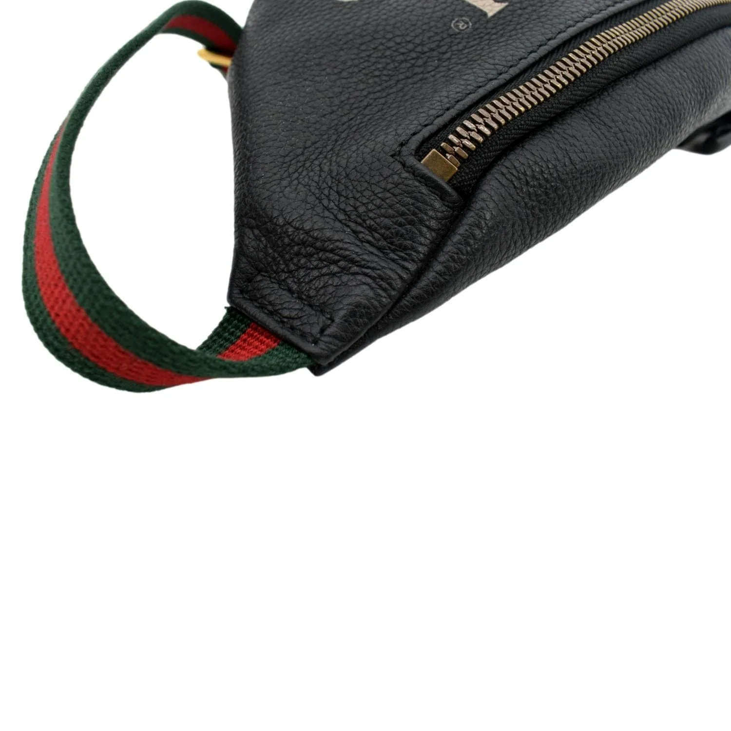 GUCCI Logo Print Grained Calfskin Leather Small Belt Bag Black 527792 - Image 6