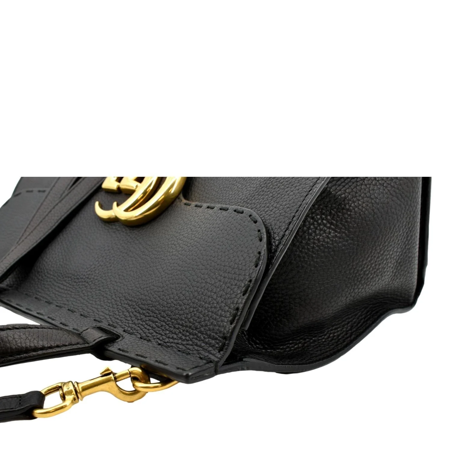 GUCCI GG Marmont Leather Top Handle Shoulder Bag Black 442622 - Image 5