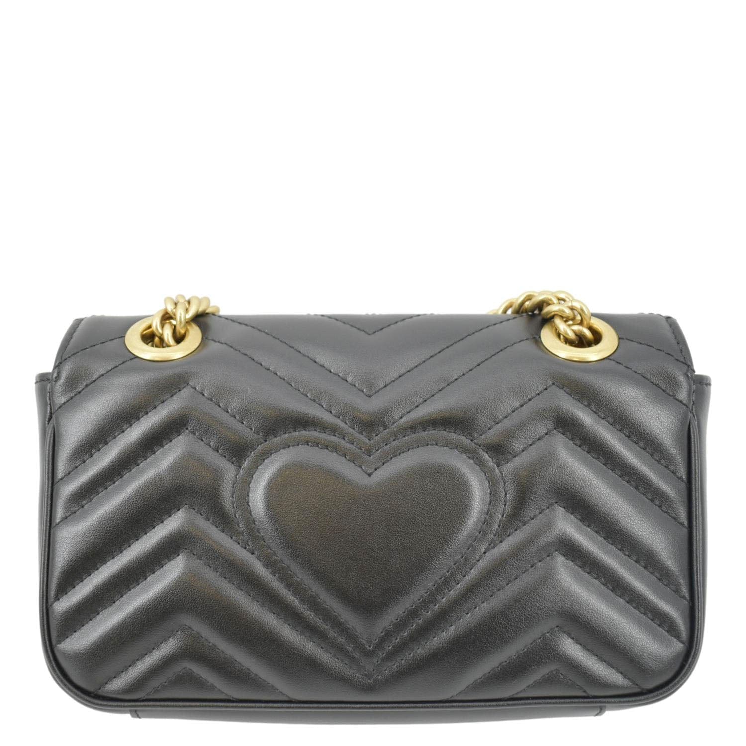 GUCCI GG Marmont Mini Leather Shoulder Bag Black 446744 - Image 4