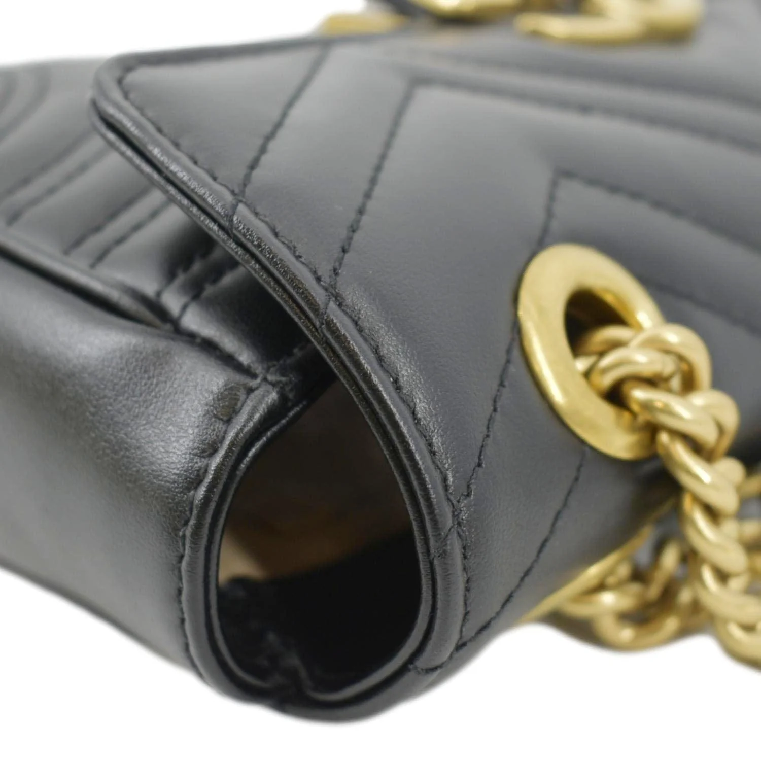 GUCCI GG Marmont Mini Leather Shoulder Bag Black 446744 - Image 7