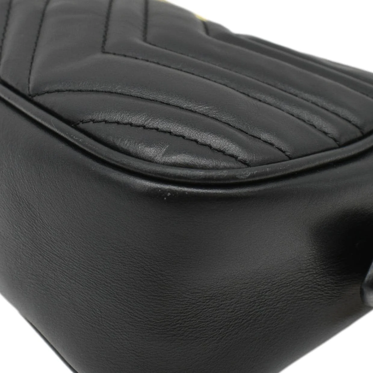 GUCCI GG Marmont Small Matelasse Chevron Leather Crossbody Camera Bag Black 447632 - Image 8