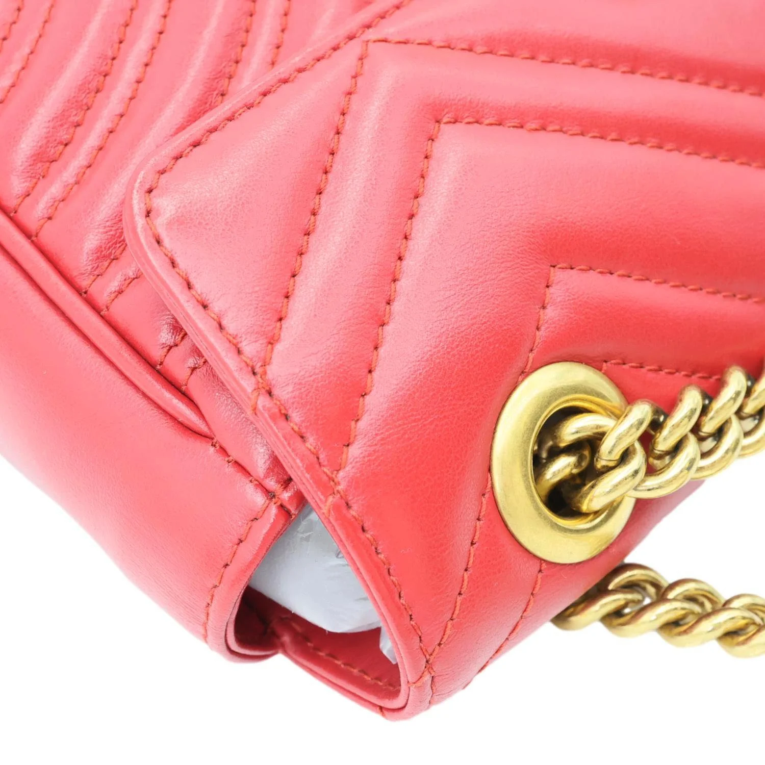 GUCCI Marmont Small Matelasse Leather Crossbody Bag Red 446744 - Image 6